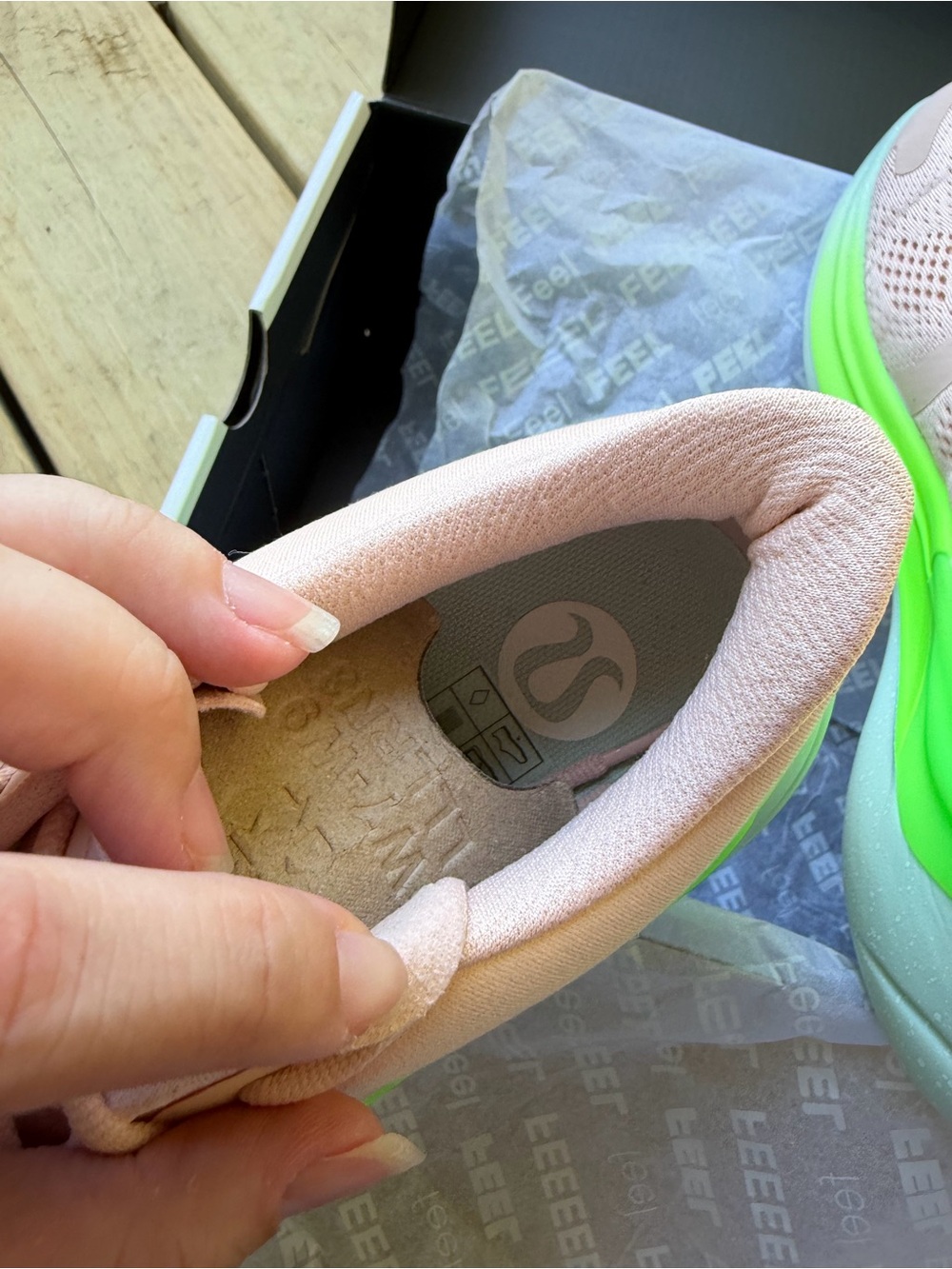 NIB Lululemon size 7 Breathable Pink & Neon Green Women's Running Sneakers - Picture 8 of 10